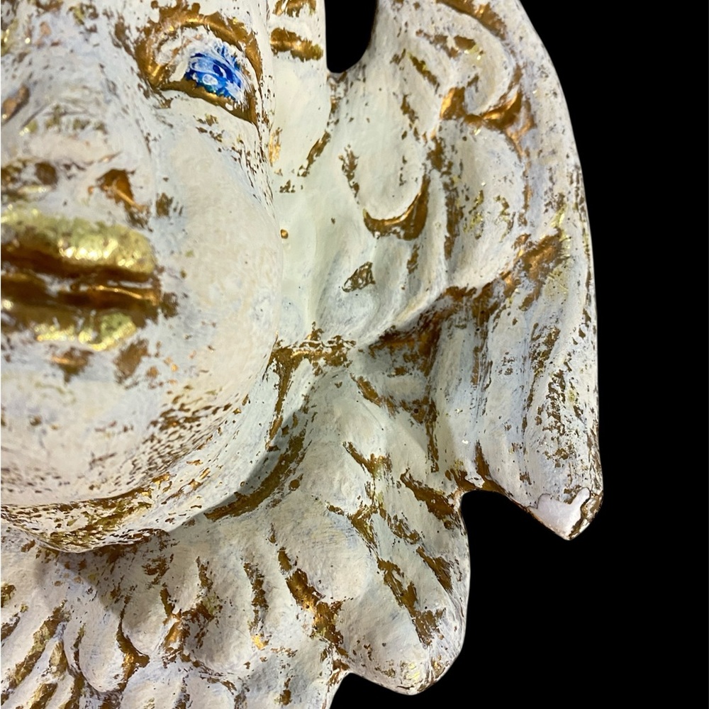 VTG 90s Cherub Angel Wall Plaque Winged Paper Clay Sculpture Victorian Baroque - Picture 8 of 16